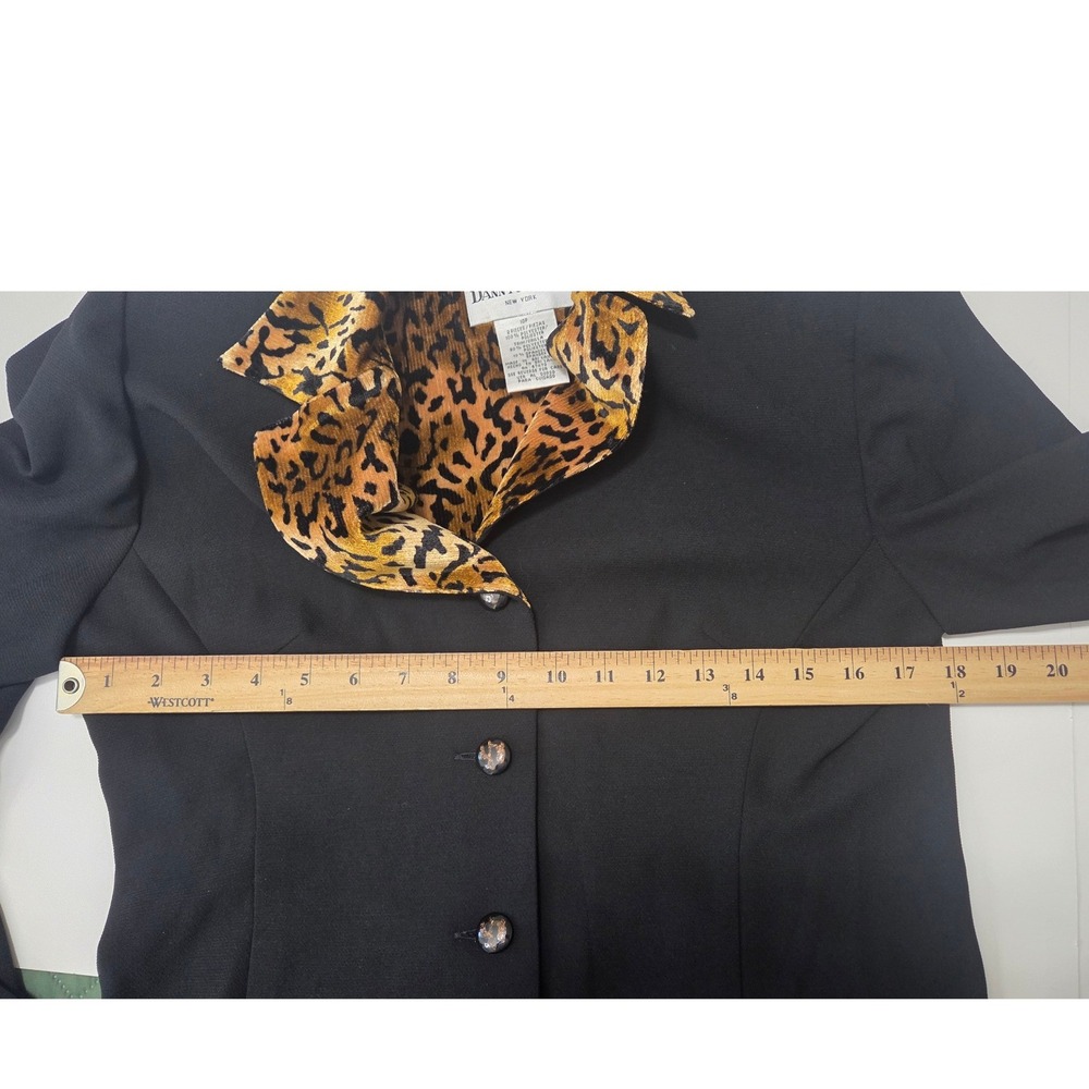 Danny & Nicole Womens Black Leopard Print Trim Blazer Jacket 10P NWT Mob Wife - Picture 6 of 8